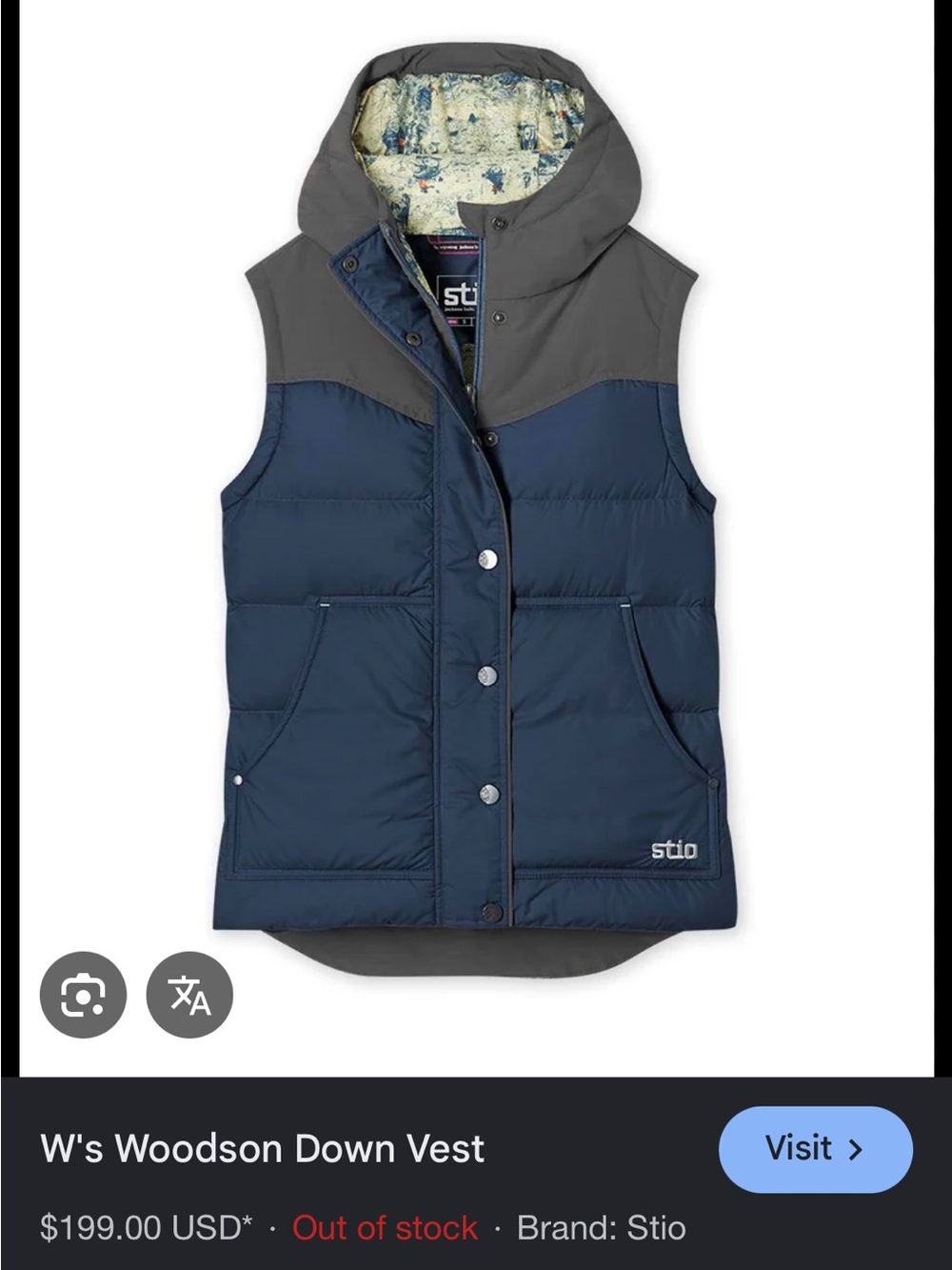 Stio Women’s Navy and Olive Woodson Down Vest size M - Picture 2 of 5